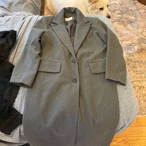 A New Day Gray Long Coat Tailored Minimalist Topcoat Size M